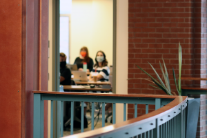 Two Summers students meet in Gentry building room 140 (July 2021)